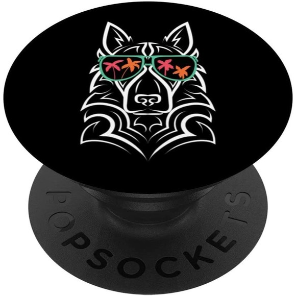 PopSocket German Shepherd Summer Sunglasses Palm Trees Swappable PopGrip - Picture 1 of 8